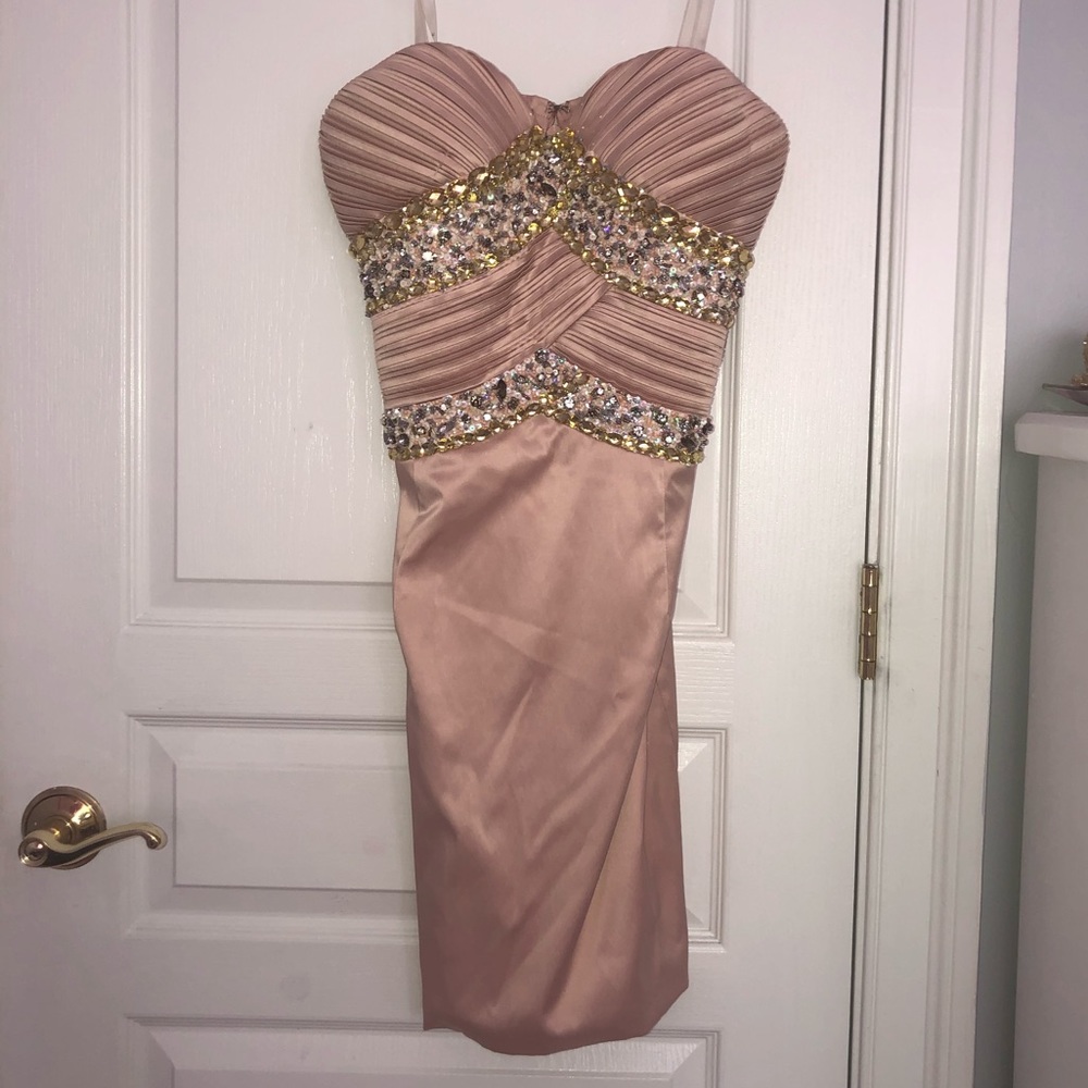 Pink beaded mini dress